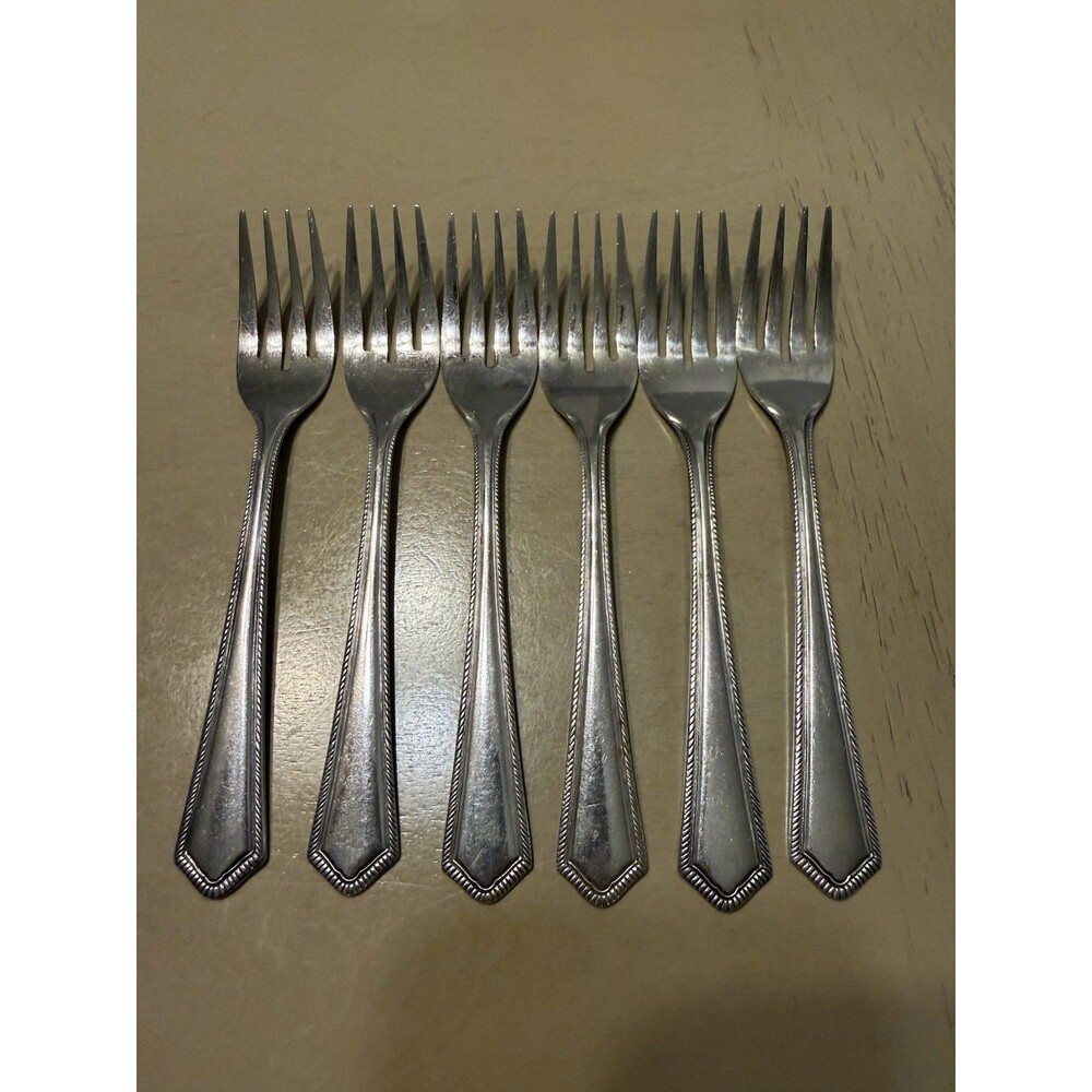 National Stainless Korea Stainless 6 Forks Flatware Rope Trim Pointy Edge